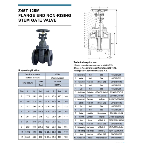 ​法兰非升杆闸阀 Z45T 125M